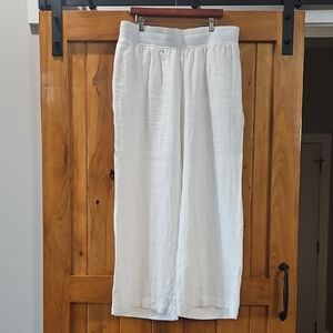 White Linen Wide-Leg Pants